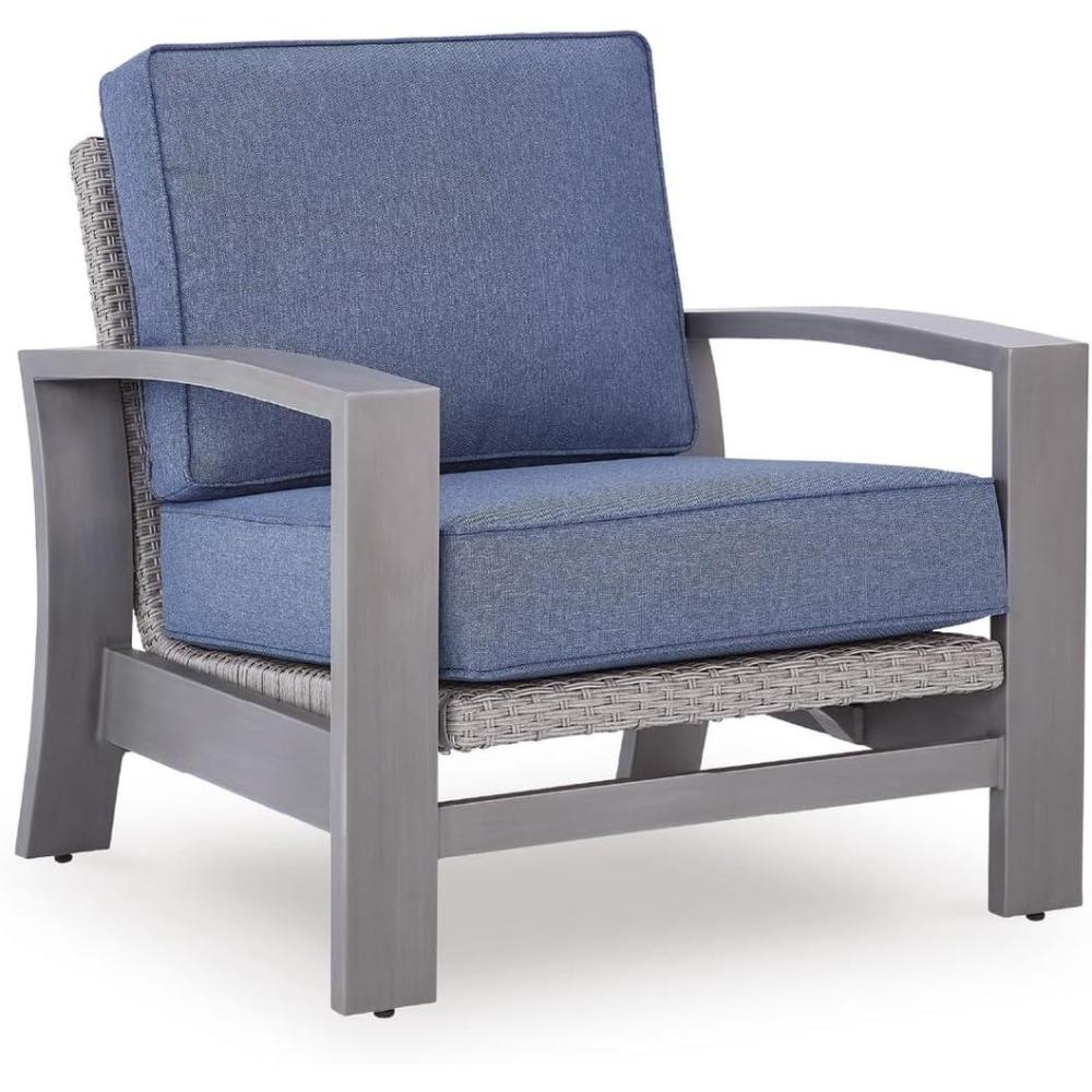 imageSignature Design by Ashley Dillon Beach Rocking Outdoor Lounge Chair AllWeather Gray Resin Wicker Nuvella Fabric Cushions Aluminum Frame Patio Porch Deck Seating