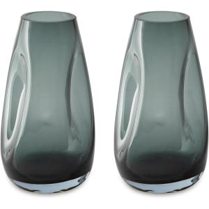 Signature Design by Ashley Beamund Contemporary Indoor/Outdoor Watertight Glass Vase, Set of 2, Blue(Blue)