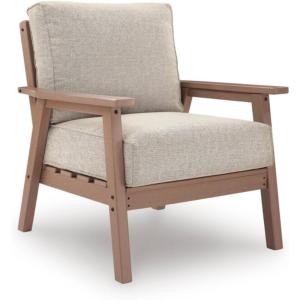Signature Design by Ashley Cliffs Beach Outdoor Lounge Chair with MEGA-TUFF HDPE Wood-Look Frame, Nuvella Cushions, Weather-Resistant Patio Seating for Backyard Deck, Set of 2