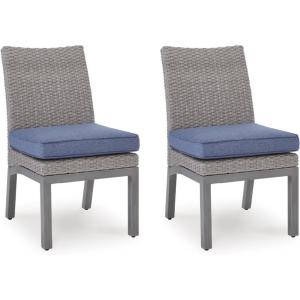 Signature Design by Ashley Dillon Beach Outdoor Chair, Nuvella Cushion, All-Weather Gray Resin Wicker on Aluminum Frame, 2 Patio Outside Dining Chairs, 20″ W x 35.75″ H