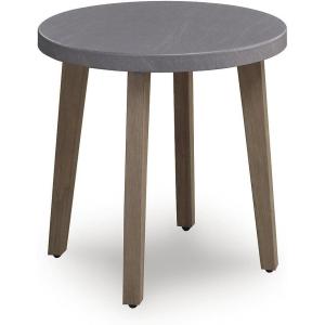 Signature Design by Ashley Francis Beach Small Outdoor Table, Wood-Look Aluminum Frame with Stone-Look Top for Outside Patio, Deck or Poolside Seating Areas