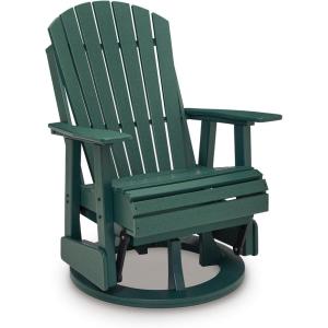 Signature Design by Ashley Hyland Wave Outdoor Chair, 360-Degree Swivel Glider, MEGA-TUFF HDPE Adirondack-Inspired Lounger Design for Patio and Porch, Green