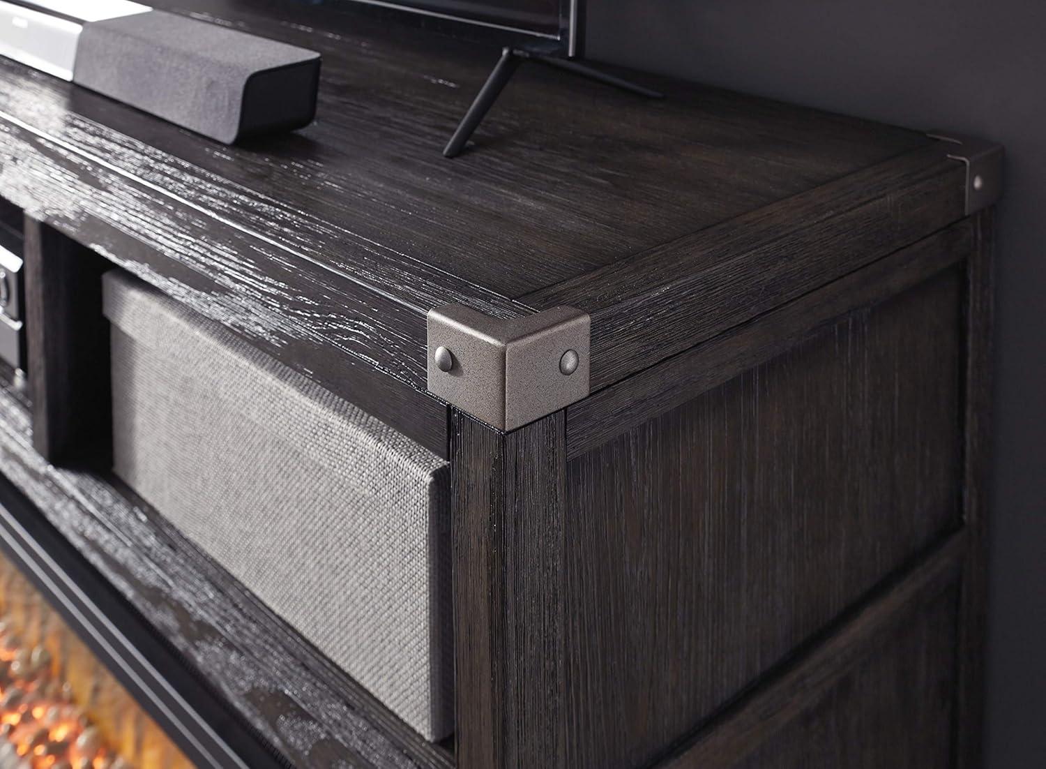 imageSignature Design by Ashley Todoe Industrial 65 TV Stand with Electric Fireplace for TVs up to 75 GrayLarge TV Stand