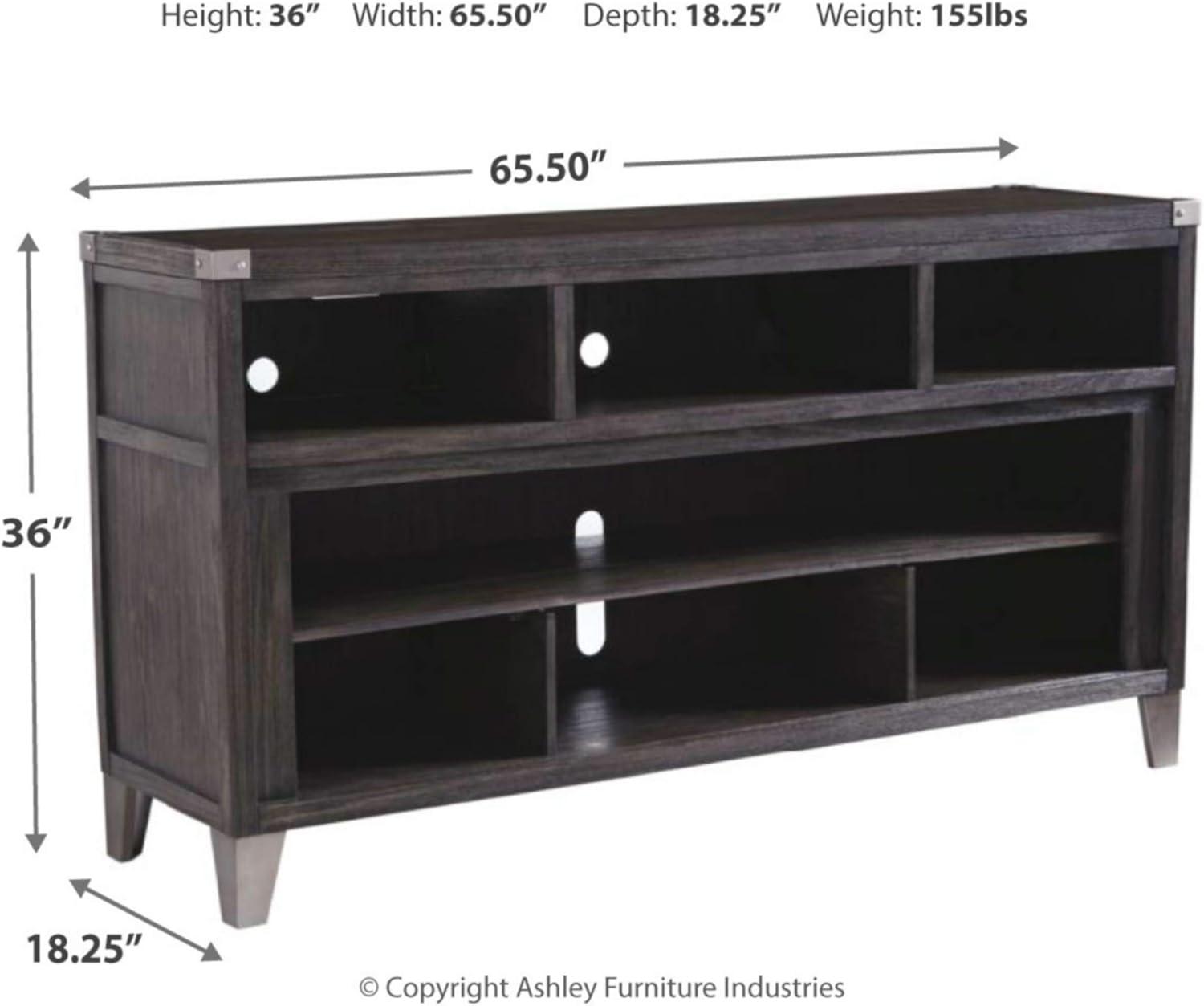 imageSignature Design by Ashley Todoe Industrial 65 TV Stand with Electric Fireplace for TVs up to 75 GrayLarge TV Stand