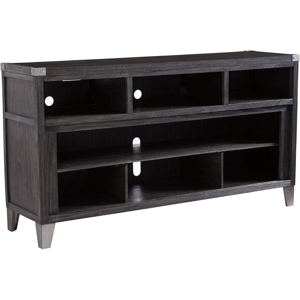 imageSignature Design by Ashley Todoe Industrial 65 TV Stand with Electric Fireplace for TVs up to 75 GrayLarge TV Stand