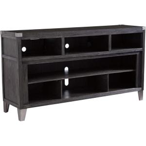 Signature Design by Ashley Todoe Industrial 65″ TV Stand with Electric Fireplace for TVs up to 75″, Gray(Large TV Stand)