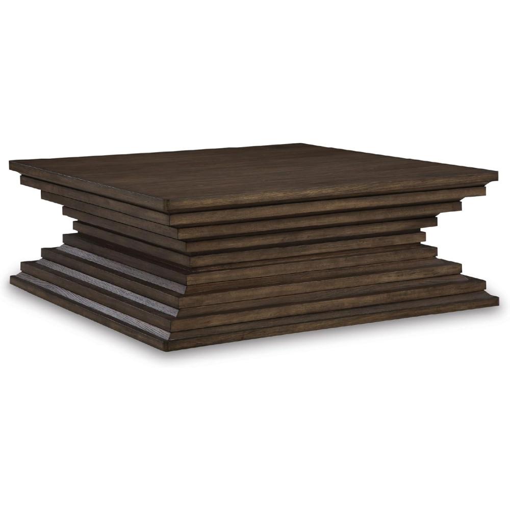 imageSignature Design by Ashley Hannodream Contemporary Cocktail Table with Pedestal Base Dark Brown