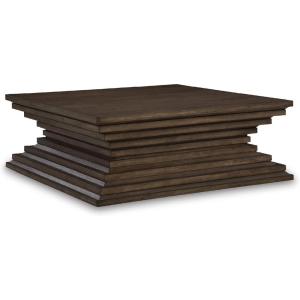 Signature Design by Ashley Hannodream Contemporary Cocktail Table with Pedestal Base, Dark Brown