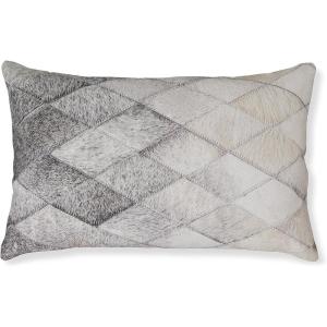 Signature Design by Ashley Pacrich Diamond Pattern Plush Pillow, 22″ W x 14″ H, Machine Washable, Gray & Light Brown