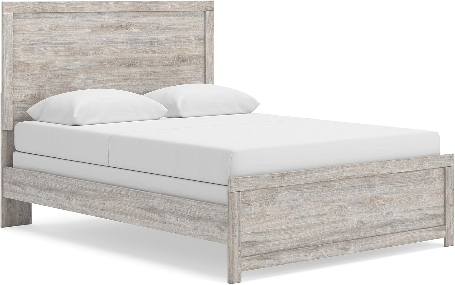 imageSignature Design by Ashley Jonnifer Queen Panel Bed Frame Light Gray Bedroom Furniture with Panel Headboard Engineered Wood and Decorative Laminate Relaxed Casual Style