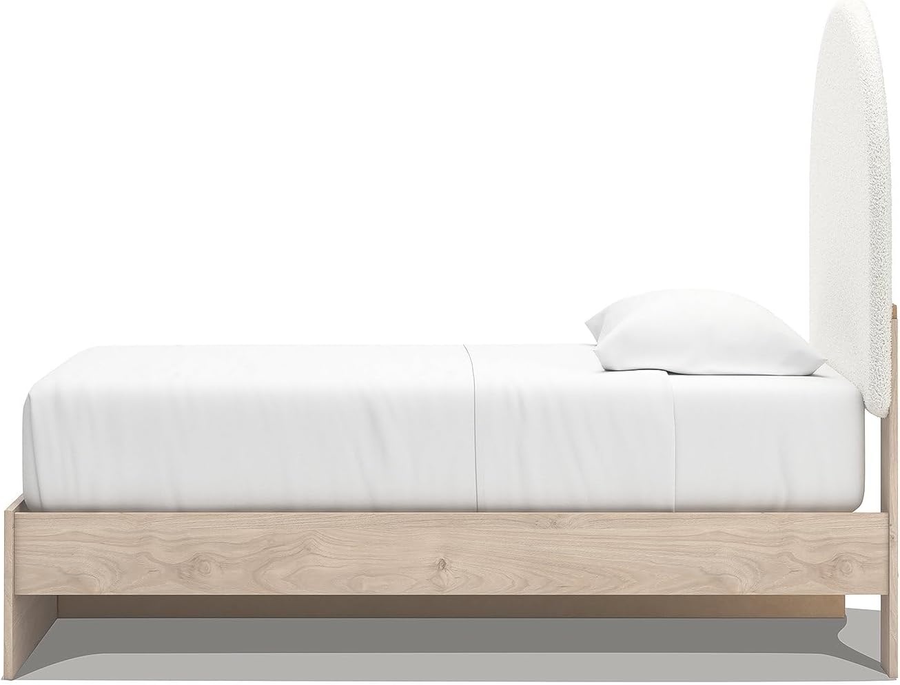 imageSignature Design by Ashley Shapella Twin Storage Upholstered Platform Bed Frame with Drawers Organic Shaping Kids Bedroom Furniture Tan and White Bedframe