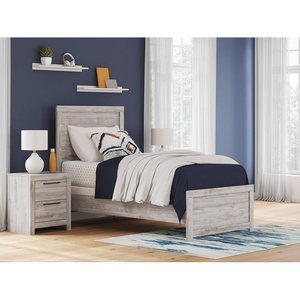 Signature Design by Ashley Jonnifer Twin Panel Bed Frame, Light Gray Bedroom Furniture with Panel Headboard, Engineered Wood and Decorative Laminate, Relaxed Casual Style