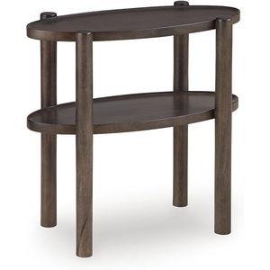 Signature Design by Ashley Wiattbury Solid Mango Wood End Table, Narrow Two-Tier Side Table Fully Assembled for Living Room or Bedroom Night Stand, Gray-Brown Finish