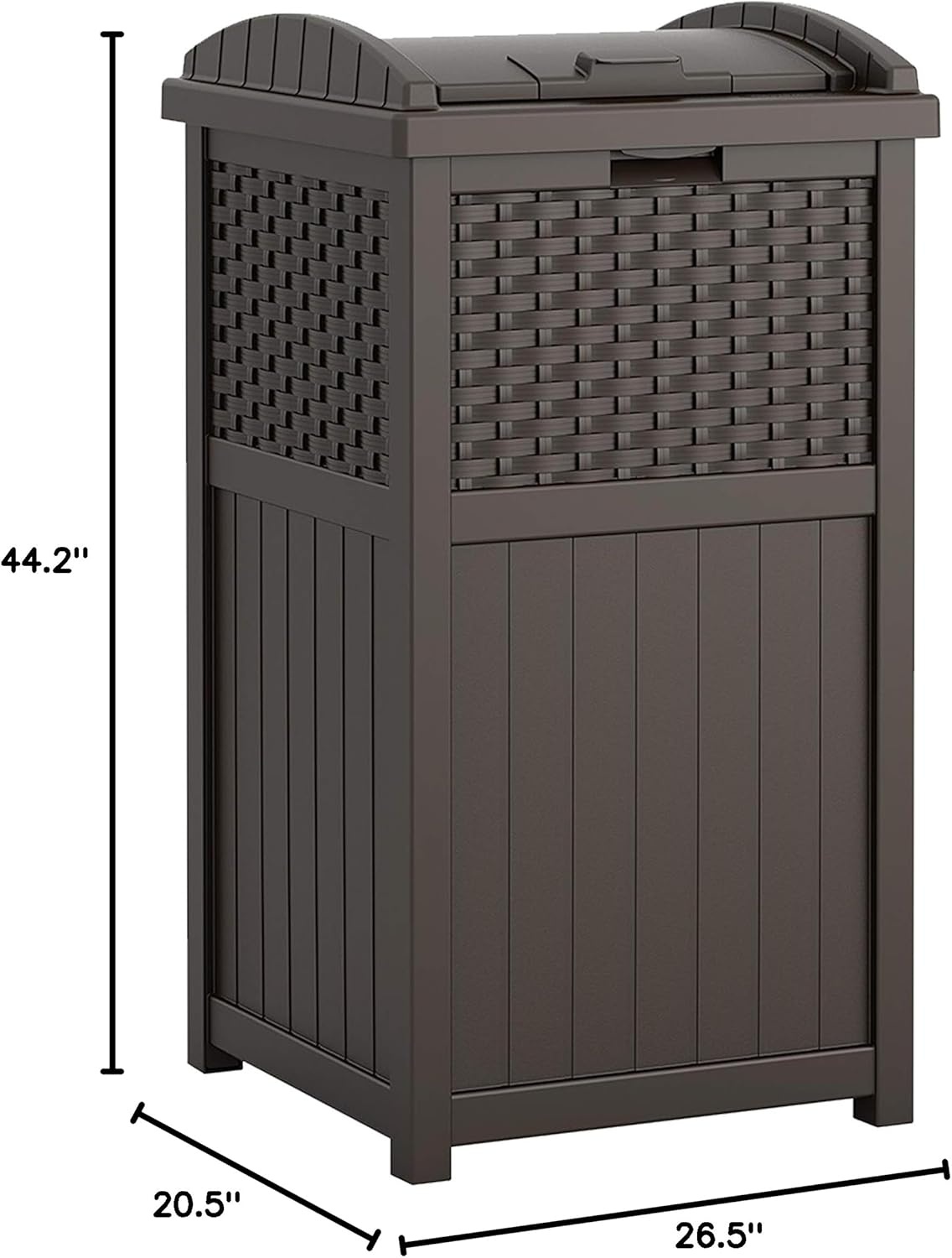 imageSignature Ashley Outdoor Wicker Barstools 2 Count and Suncast 33 Gallon Resin Outdoor Trash Can