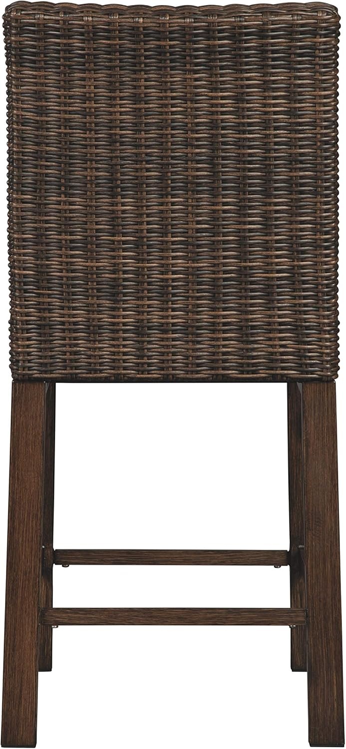 imageSignature Ashley Outdoor Wicker Barstools 2 Count and Suncast 33 Gallon Resin Outdoor Trash Can