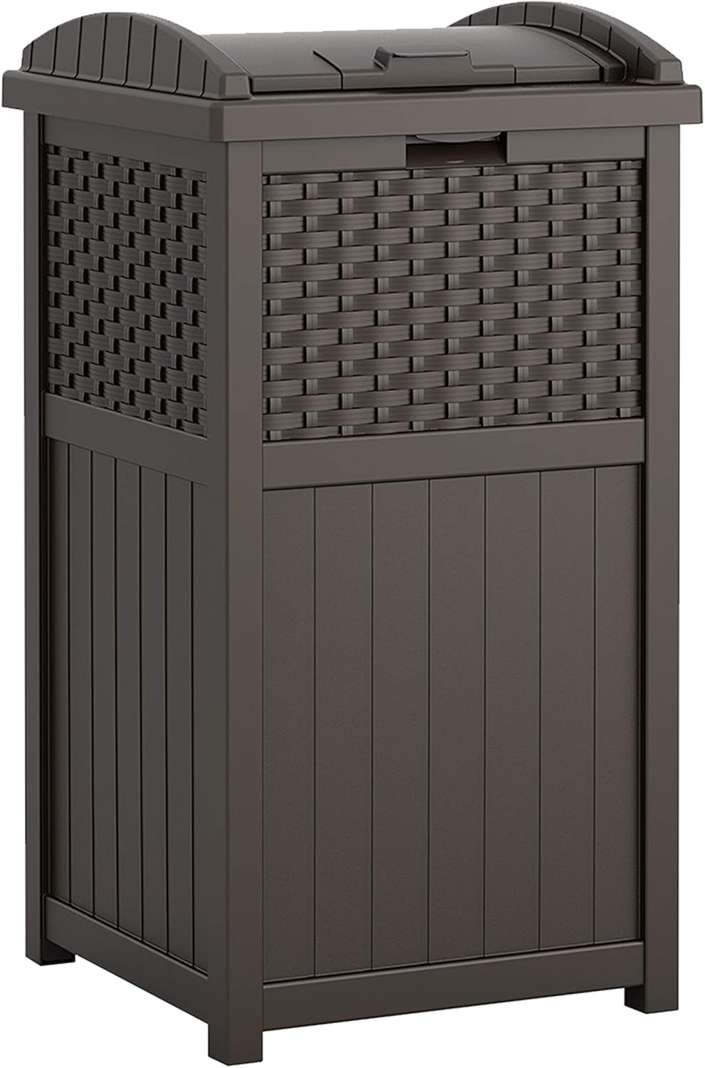 imageSignature Ashley Outdoor Wicker Barstools 2 Count and Suncast 33 Gallon Resin Outdoor Trash Can