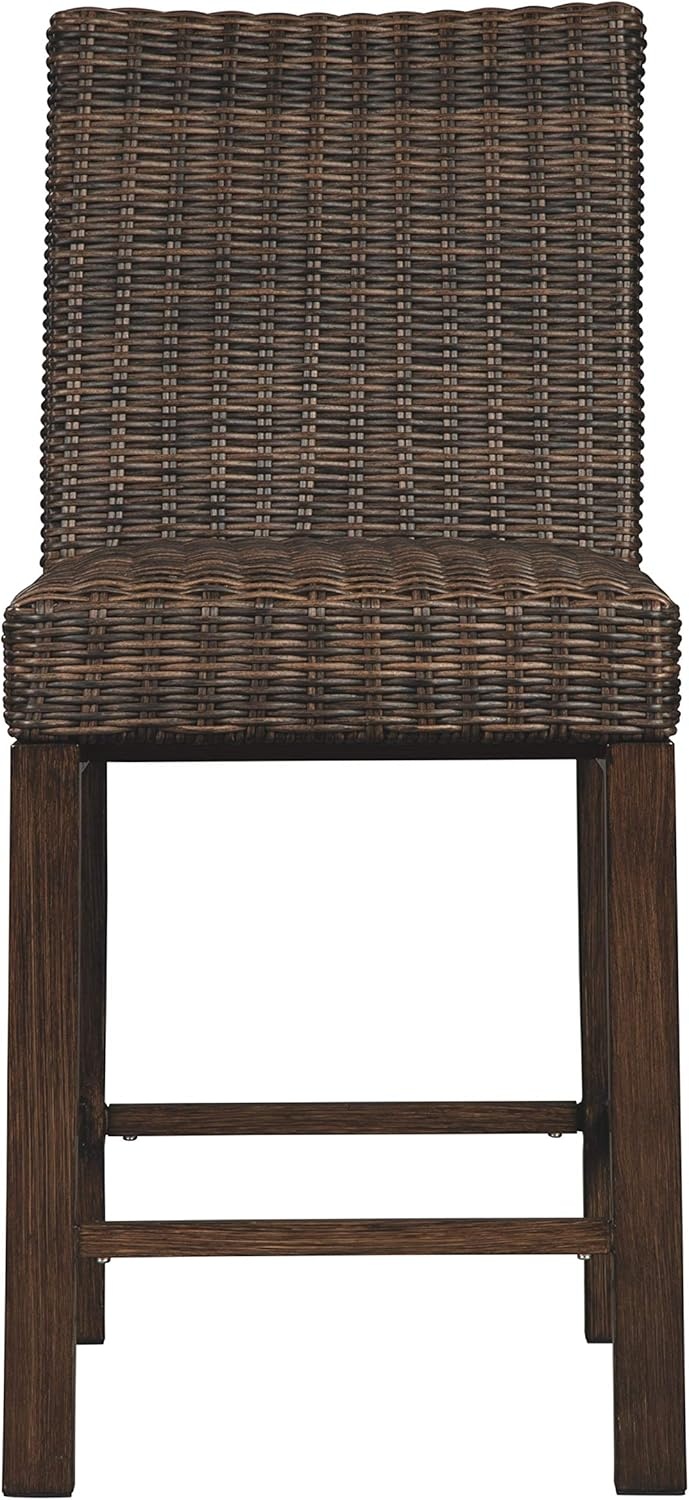 imageSignature Ashley Outdoor Wicker Barstools 2 Count and Suncast 33 Gallon Resin Outdoor Trash Can