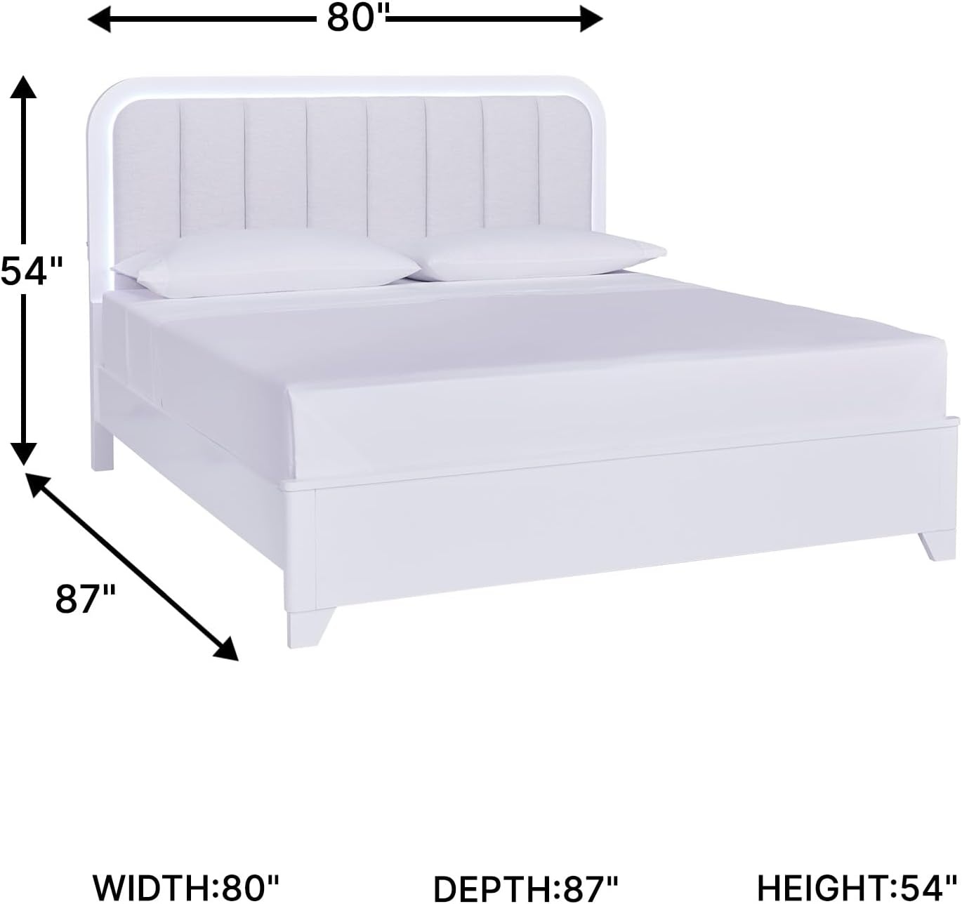 imageSignature Design by Ashley Frostlyn Modern 6Drawer Dresser and Mirror with LED Lighting and 3Way Dimmer Switch WhiteCalifornia King Upholstered Panel Bed