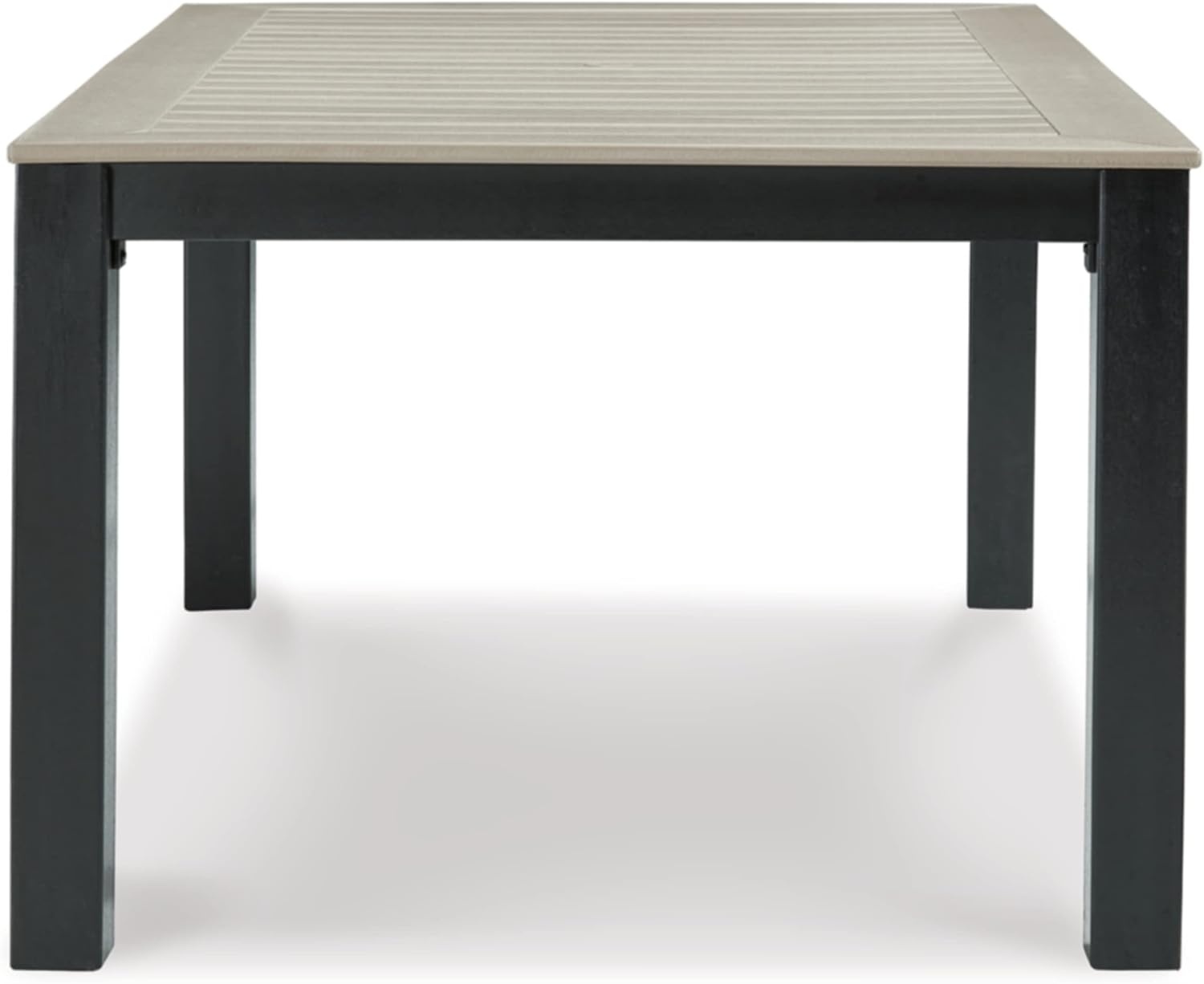 imageSignature Design by Ashley Mount Valley Contemporary Outdoor Dining Table with Umbrella Option Light Gray amp BlackDining Table