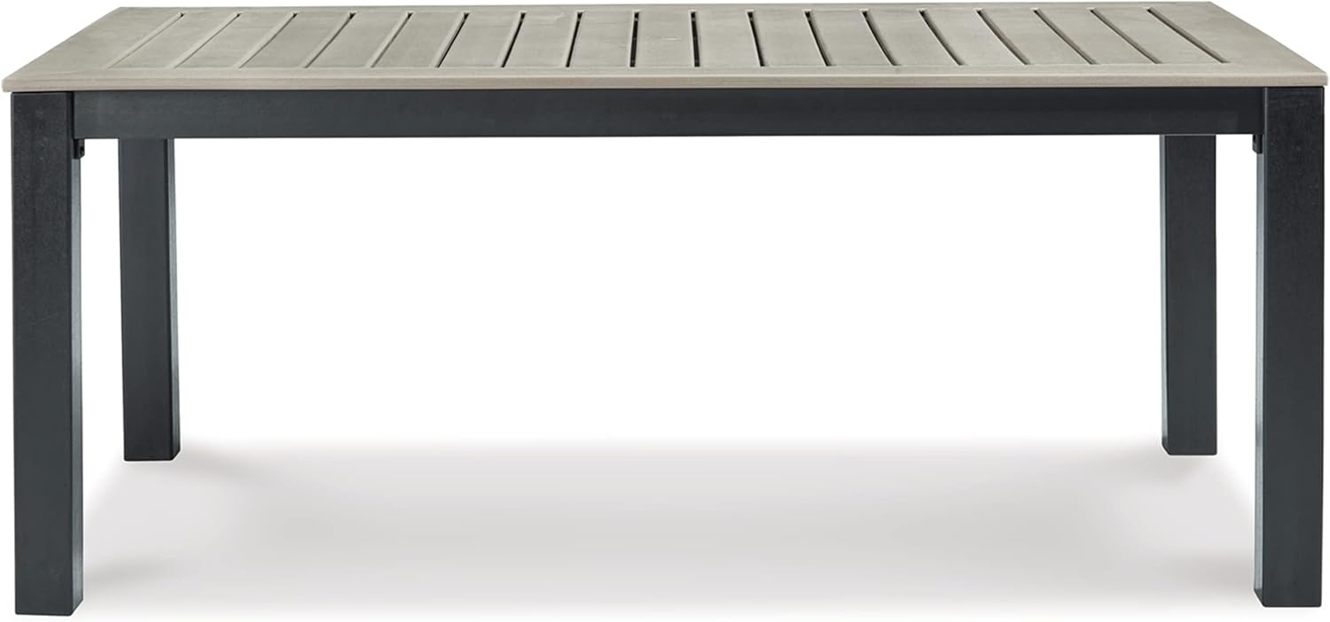 imageSignature Design by Ashley Mount Valley Contemporary Outdoor Dining Table with Umbrella Option Light Gray amp BlackDining Table
