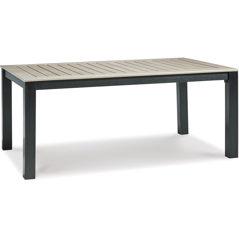 imageSignature Design by Ashley Mount Valley Contemporary Outdoor Dining Table with Umbrella Option Light Gray amp BlackDining Table