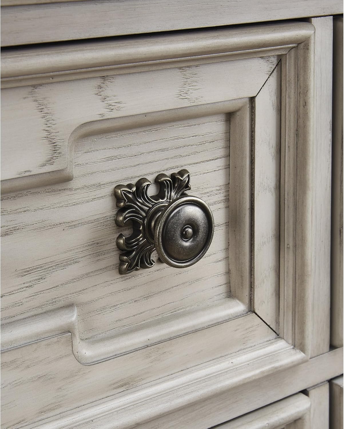image:imageSignature Design by Ashley Andonhall Dresser and Mirror Ornate Traditional Storage with SmoothGlide Drawers Hardwood Solids and Veneers Bedroom Furniture Set Antiqued White