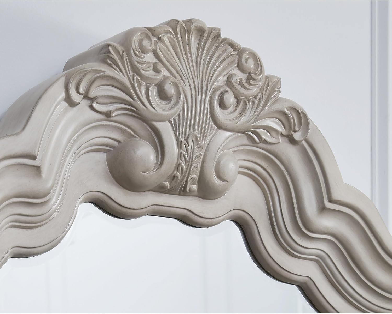 image:imageSignature Design by Ashley Andonhall Dresser and Mirror Ornate Traditional Storage with SmoothGlide Drawers Hardwood Solids and Veneers Bedroom Furniture Set Antiqued White