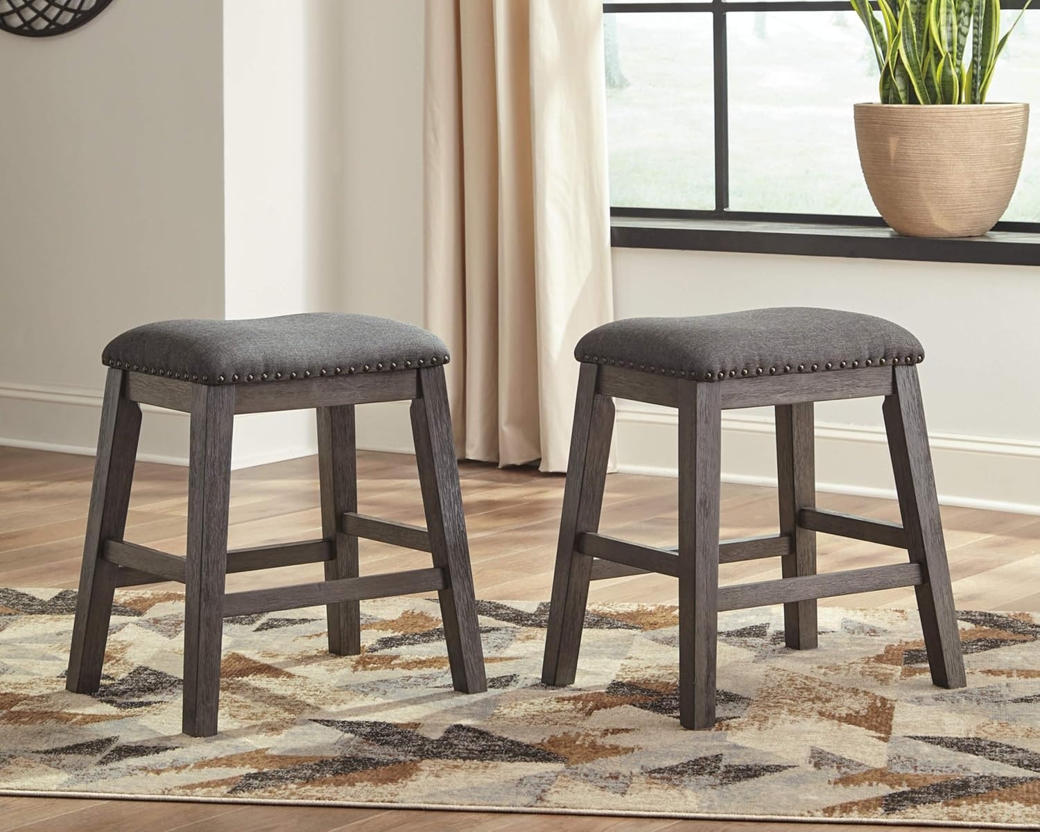 image:imageSignature Design by Ashley Caitbrook 24 Counter Height Barstools Set of 4 GrayRustic Gray