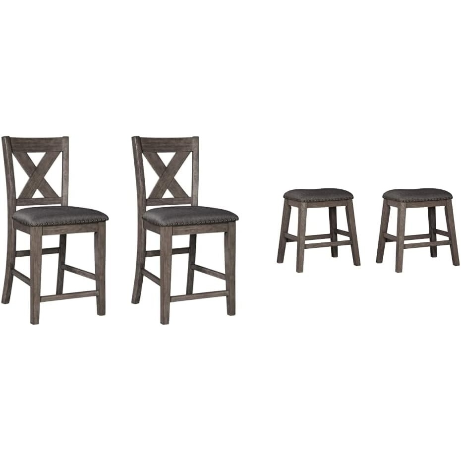 image:imageSignature Design by Ashley Caitbrook 24 Counter Height Barstools Set of 4 GrayRustic Gray
