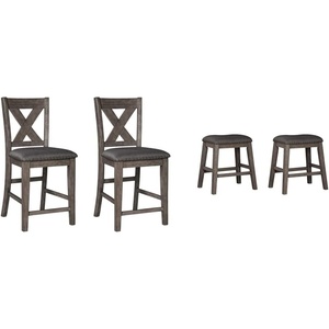Signature Design by Ashley Caitbrook 24″ Counter Height Barstools, Set of 4, Gray(Rustic Gray)