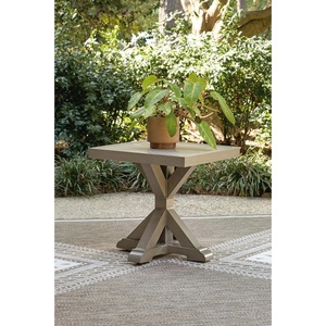 Signature Design by Ashley Carmel Bay Outdoor Square End Table, Beige, Patio Accent Table with Porcelain Top