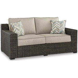 Signature Design by Ashley Teak Opaline Outdoor Loveseat with Cushion