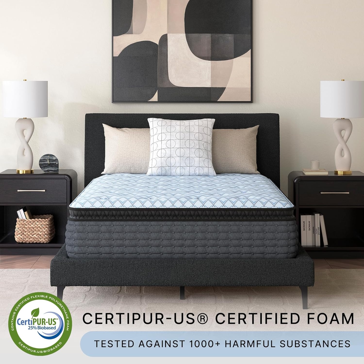 image:imageSignature Design by Ashley Destin Cove Pillow Top Twin Mattress Luxury Plush Feel Cooling Knit Cover Memory Foam and Wrapped Coils FiberglassFree Delivered in a Box for Kids and Guest RoomsQueen