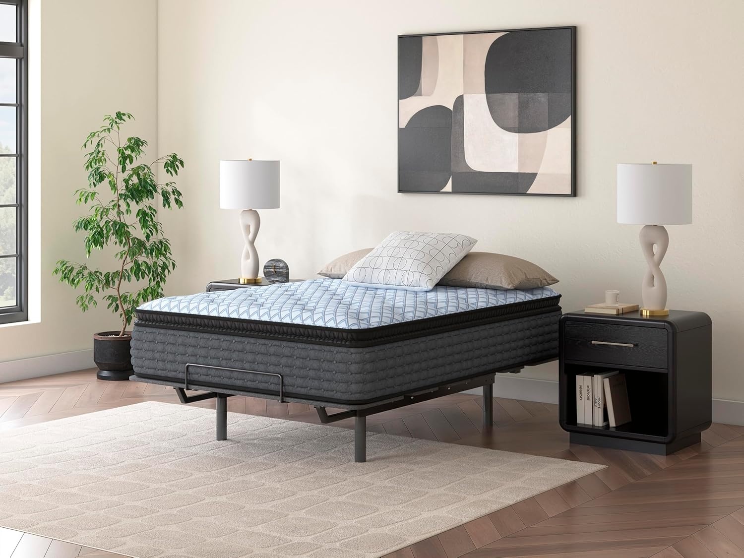 image:imageSignature Design by Ashley Destin Cove Pillow Top Twin Mattress Luxury Plush Feel Cooling Knit Cover Memory Foam and Wrapped Coils FiberglassFree Delivered in a Box for Kids and Guest RoomsKing