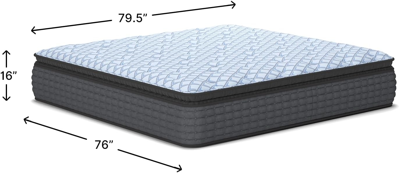 image:imageSignature Design by Ashley Destin Cove Pillow Top Twin Mattress Luxury Plush Feel Cooling Knit Cover Memory Foam and Wrapped Coils FiberglassFree Delivered in a Box for Kids and Guest RoomsKing