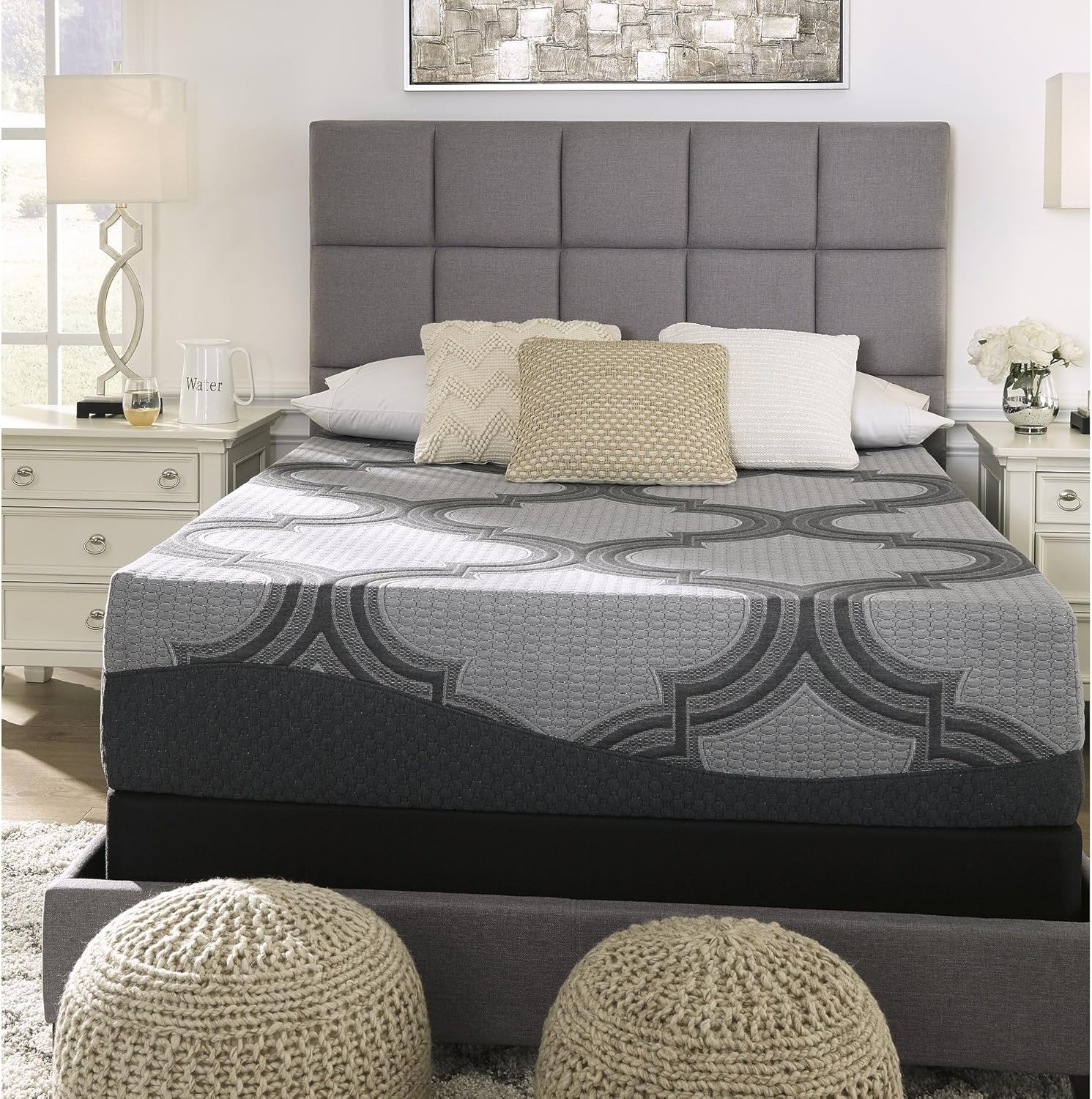 image:imageSignature Design by Ashley Destin Cove Pillow Top Twin Mattress Luxury Plush Feel Cooling Knit Cover Memory Foam and Wrapped Coils FiberglassFree Delivered in a Box for Kids and Guest RoomsQueen