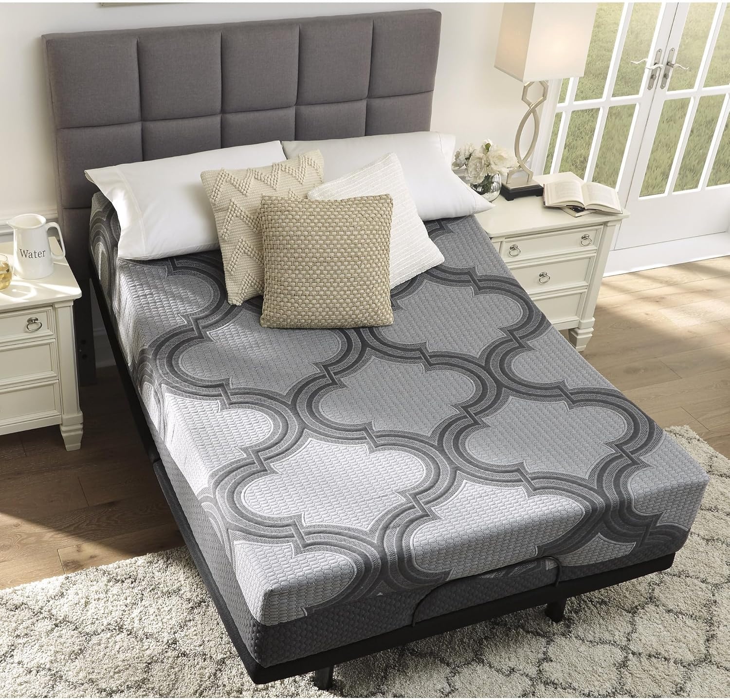image:imageSignature Design by Ashley Destin Cove Pillow Top Twin Mattress Luxury Plush Feel Cooling Knit Cover Memory Foam and Wrapped Coils FiberglassFree Delivered in a Box for Kids and Guest RoomsKing