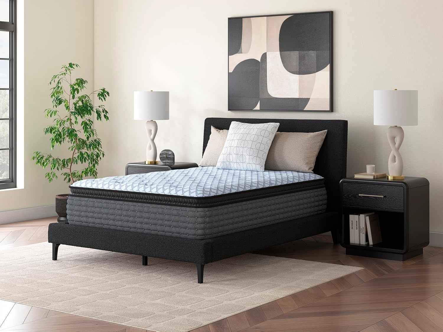 image:imageSignature Design by Ashley Destin Cove Pillow Top Twin Mattress Luxury Plush Feel Cooling Knit Cover Memory Foam and Wrapped Coils FiberglassFree Delivered in a Box for Kids and Guest RoomsQueen