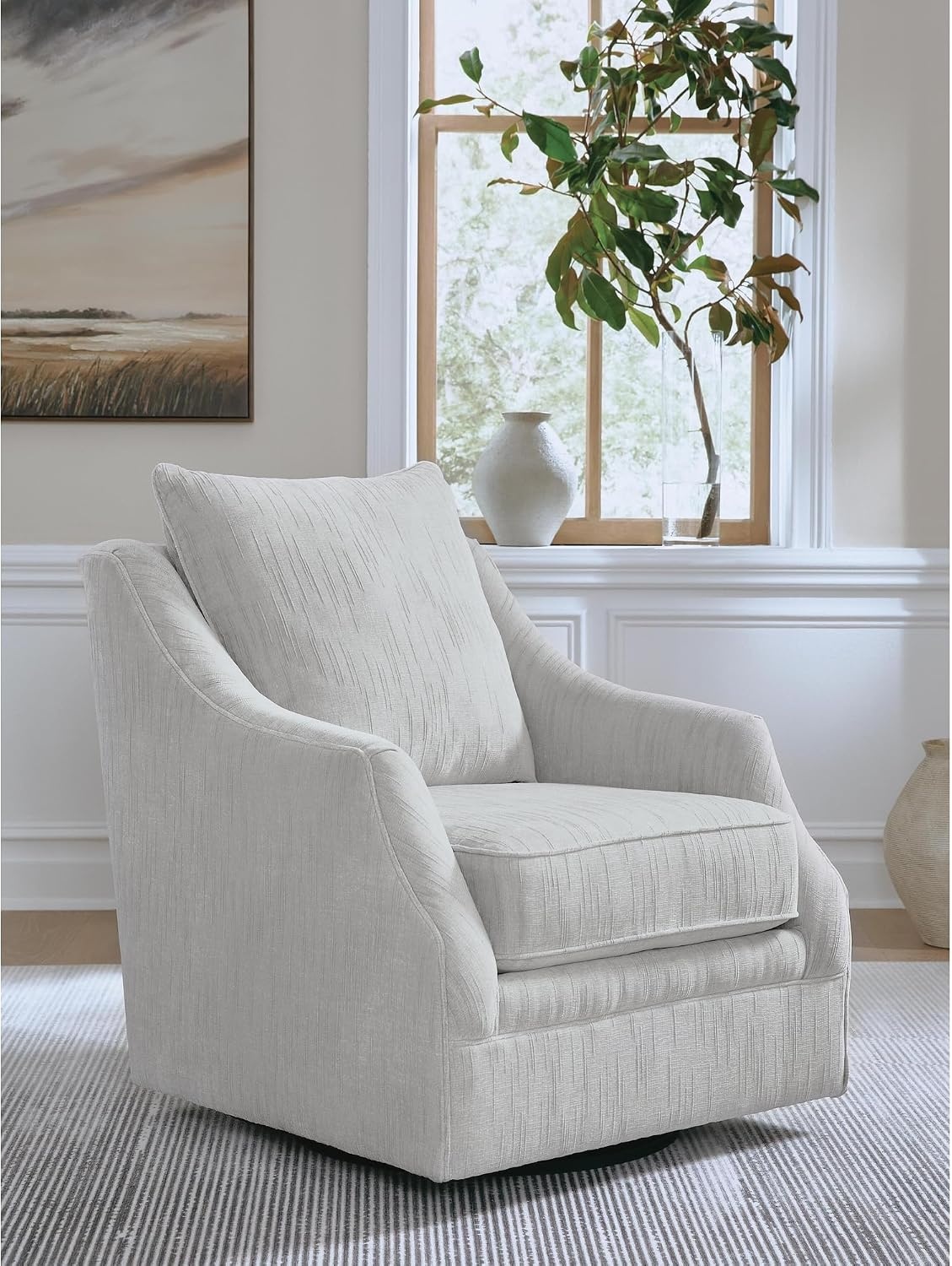 image:imageSignature Design by Ashley Gubbins Classic Swivel Accent Chair with Reversible Pillow Back and Loose Seat Cushion Light Gray