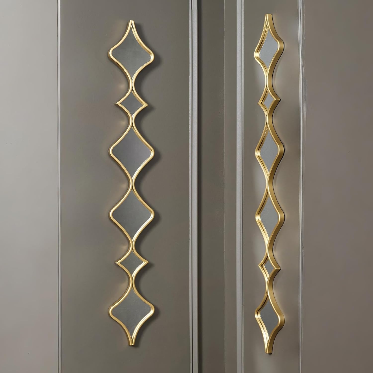 image:imageSignature Design by Ashley Harriswood Art Deco Accent Mirror Set with Thin Frame Set of 2 Gold