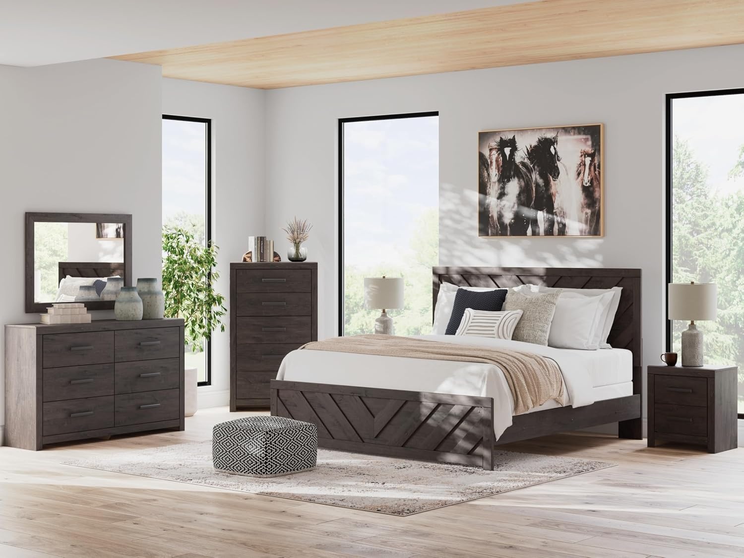 image:imageSignature Design by Ashley Prendonea Casual King Panel Bed Foundation or Box Spring Needed GrayKing US Standard