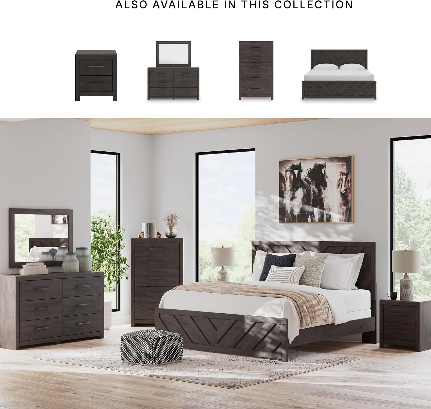 image:imageSignature Design by Ashley Prendonea Casual King Panel Bed Foundation or Box Spring Needed GrayKing US Standard