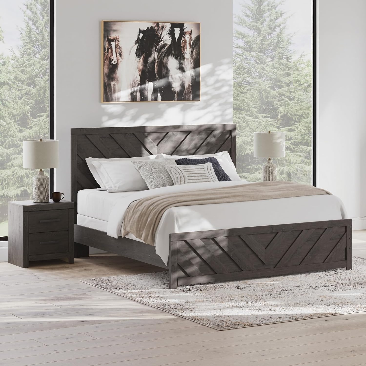 image:imageSignature Design by Ashley Prendonea Casual King Panel Bed Foundation or Box Spring Needed GrayKing US Standard