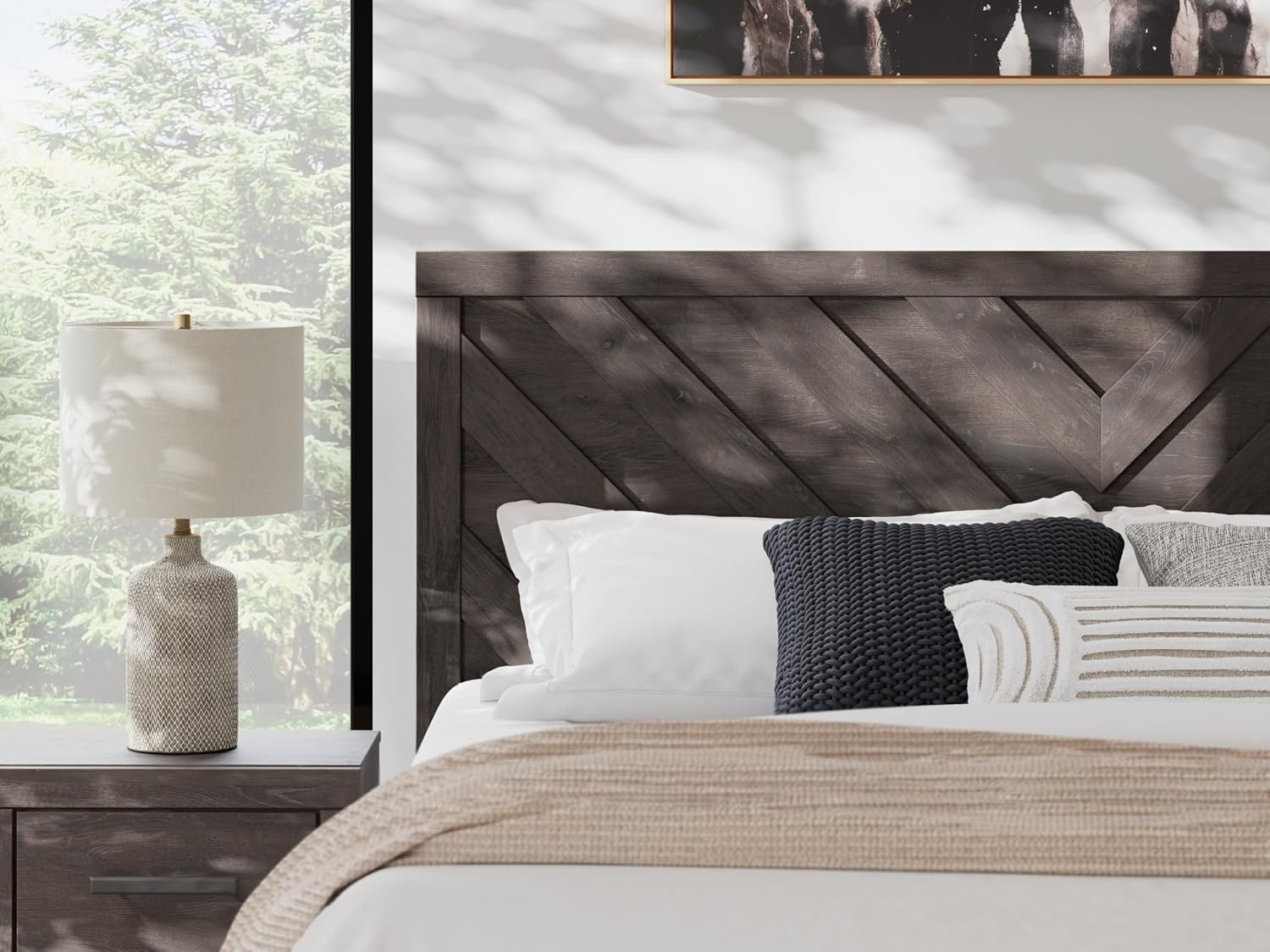 image:imageSignature Design by Ashley Prendonea Casual King Panel Bed Foundation or Box Spring Needed GrayKing US Standard