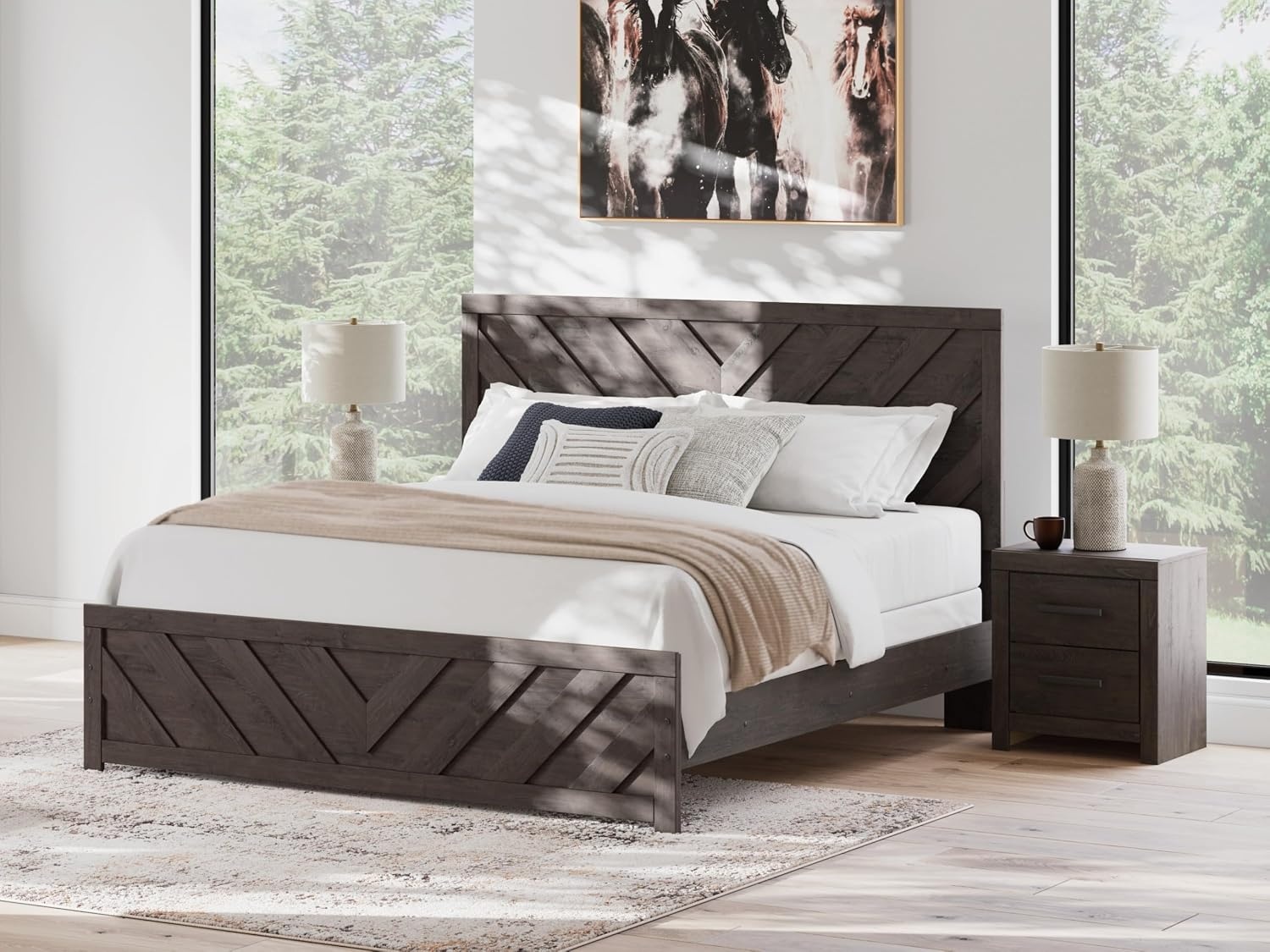 image:imageSignature Design by Ashley Prendonea Casual King Panel Bed Foundation or Box Spring Needed GrayKing US Standard