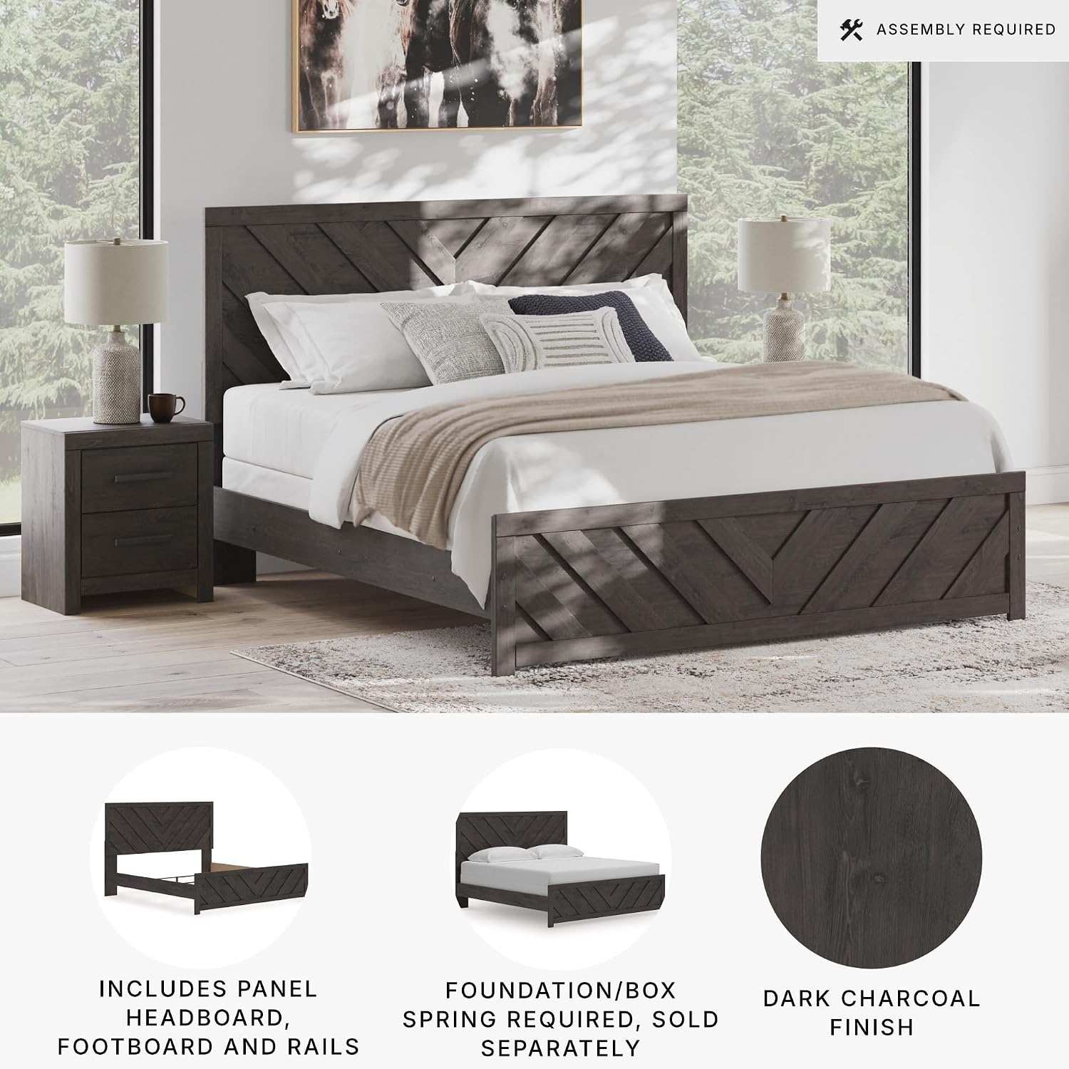 image:imageSignature Design by Ashley Prendonea Casual King Panel Bed Foundation or Box Spring Needed GrayKing US Standard