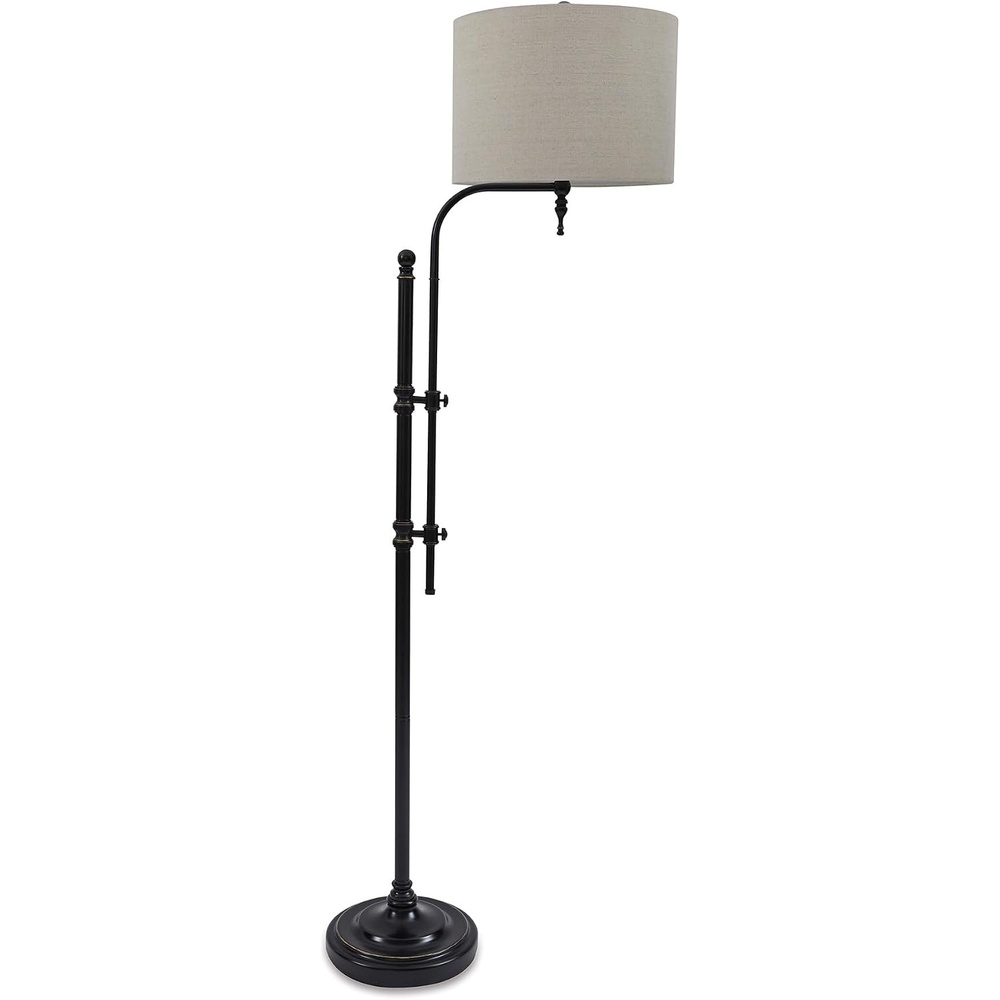 image:imageSignature Design by Ashley Anemoon Casual 6463 Metal Floor Lamp with Adjustable Arm Min Height 5488 Max Height 6463 Fabric Drum Shade BlackFloor