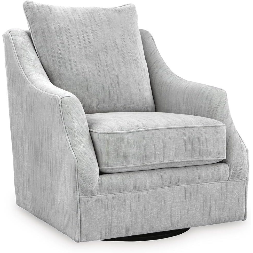 image:imageSignature Design by Ashley Gubbins Classic Swivel Accent Chair with Reversible Pillow Back and Loose Seat Cushion Light Gray