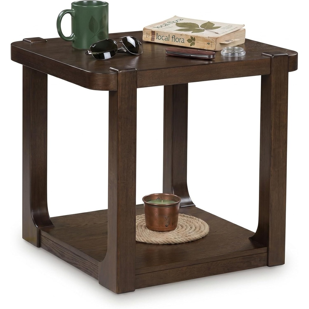 image:imageSignature Design by Ashley Hannodream Modern End Table with Architectural Geometry Design Dark BrownDark Brown  Shelf
