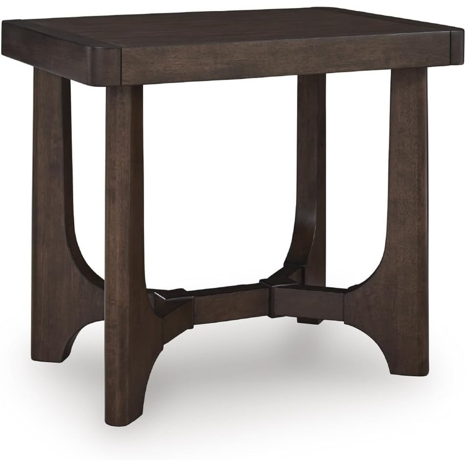 image:imageSignature Design by Ashley Korestone Contemporary End Table with Trestle Base Dark Brown